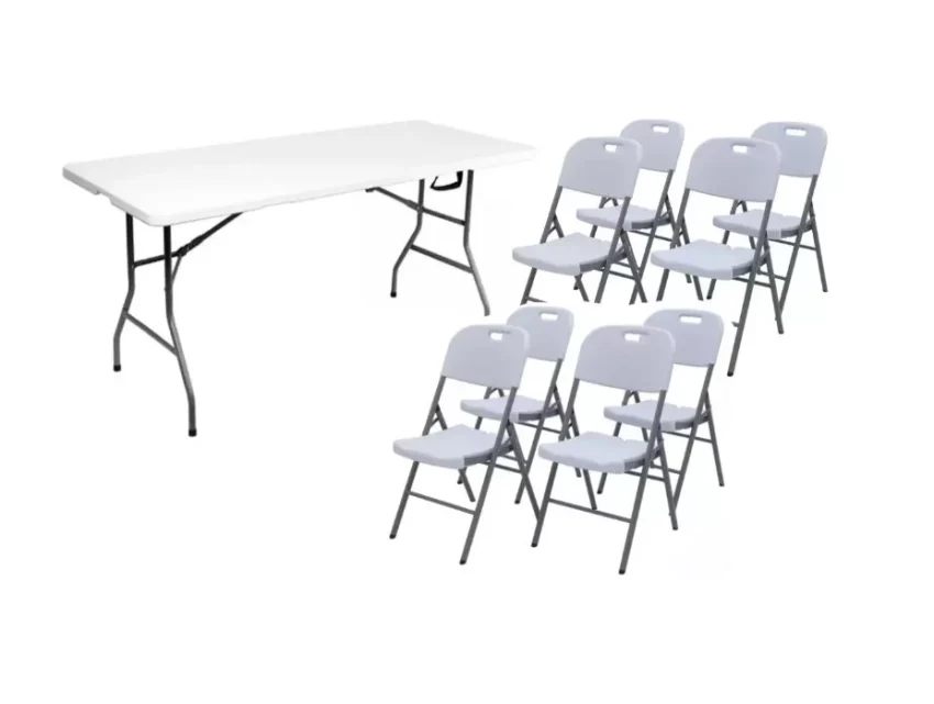 Mesa plegable + 8 sillas de exterior jardín